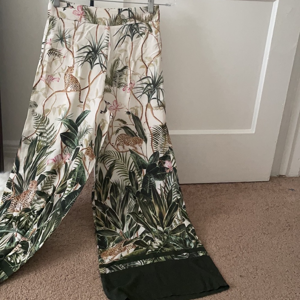 Tropical - animal print - bell bottom pants